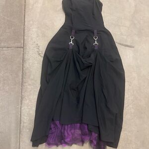 Elegant Black Dress with Purple Accents 90’s Goth